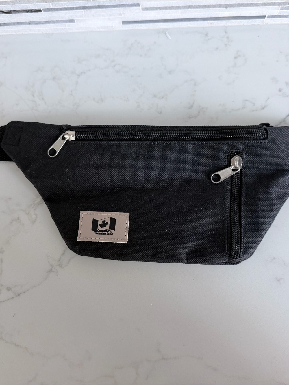Wonderland Black Canvas Waist Bag Fannypack Bumbag Beltbag